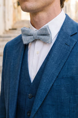Herren-Fliege aus hellblauem Tweed