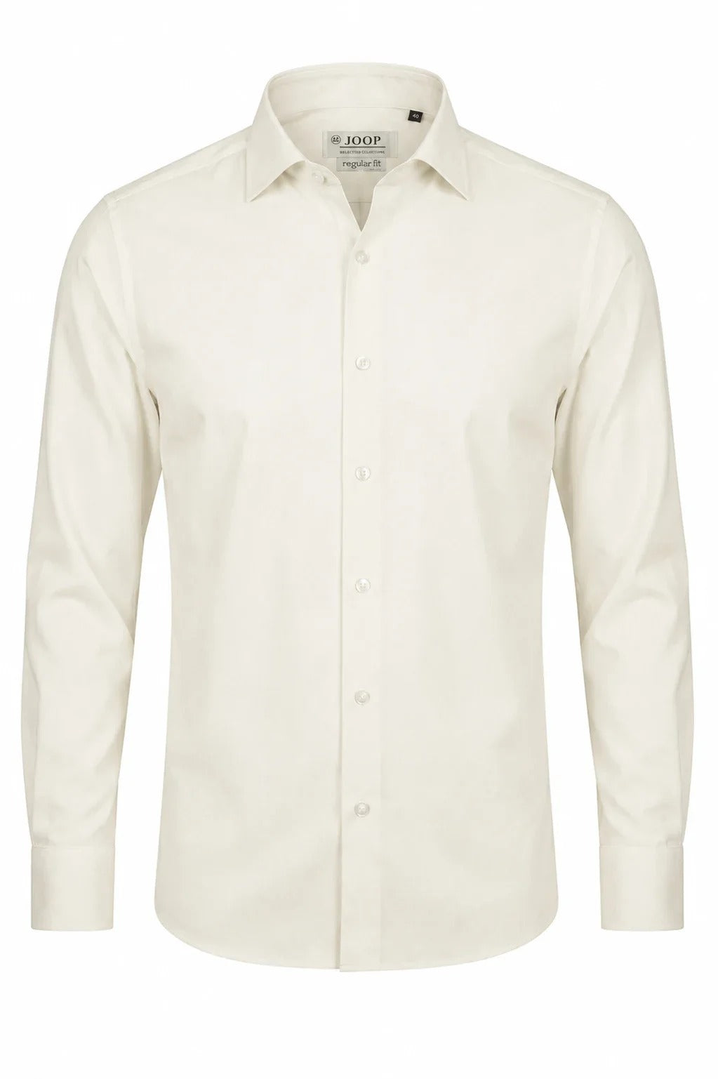 Herren-Langarmhemd mit Knopfleiste – Creme