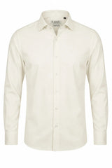Herren-Langarmhemd mit Knopfleiste – Creme