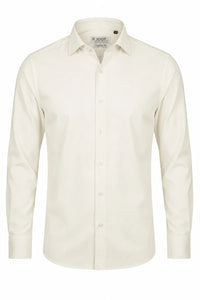 Herren-Langarmhemd mit Knopfleiste – Creme