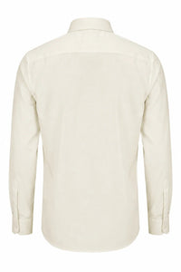 Herren-Langarmhemd mit Knopfleiste – Creme