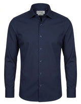 Herren-Langarmhemd mit Knopfleiste – Marineblau