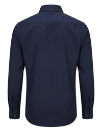 Herren-Langarmhemd mit Knopfleiste – Marineblau