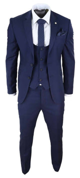 Mens Navy 3 Piece Wedding Suit