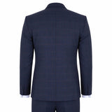 IM54 - Herrenanzug, marineblau kariert, 3-teilig, tailliert