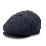 Herren-Schiebermütze aus marineblauem Wollmischgewebe und Tweed