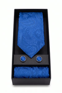 Geschenkset für Herrenkrawatten mit marineblauem Paisley-Muster