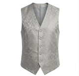 Herren-Set mit Paisley-Blumenmuster, 3-teilig: Fliege, Einstecktuch und Weste – Grau