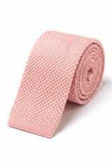 Rosa Strickkrawatte für Herren mit flachem, quadratischem Ende