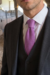 Lila Strickkrawatte aus Polyester für Herren