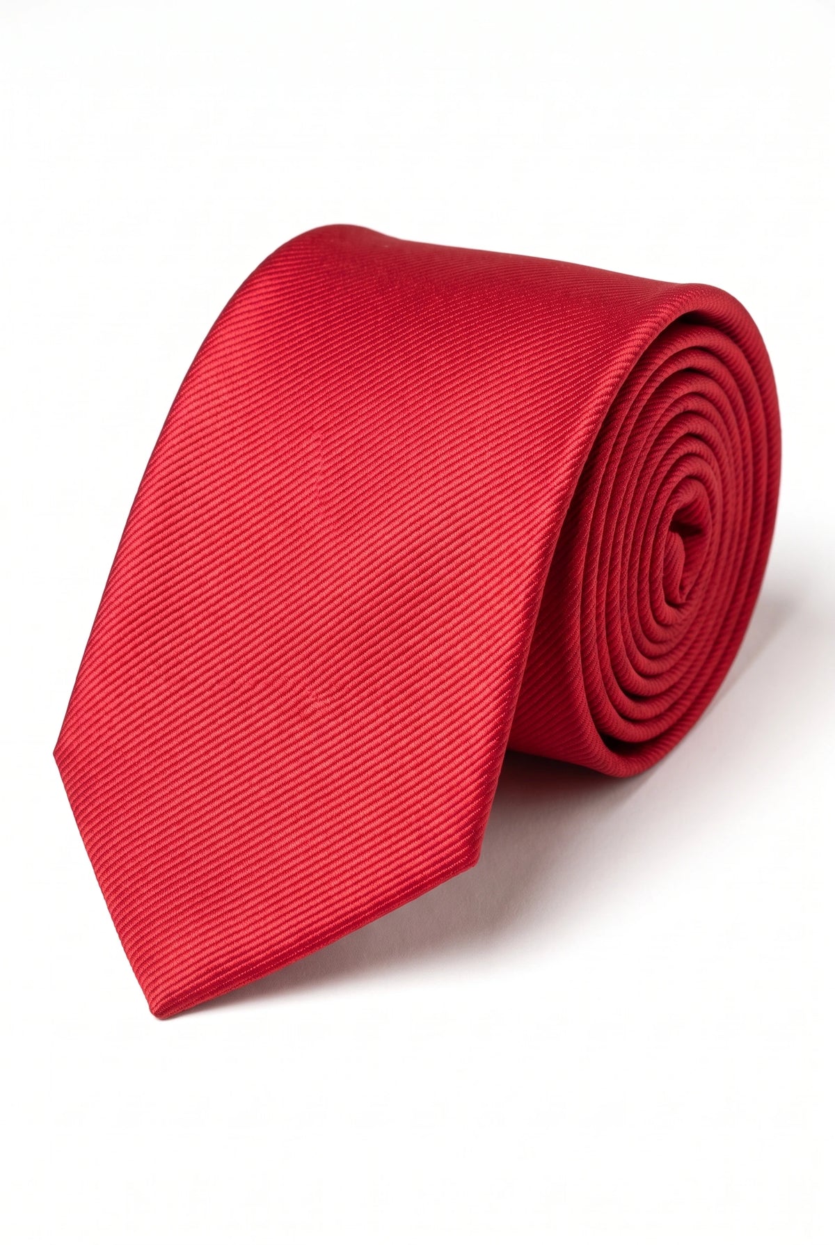 Rote, schmal geschnittene, einfarbige Krawatte für Herren
