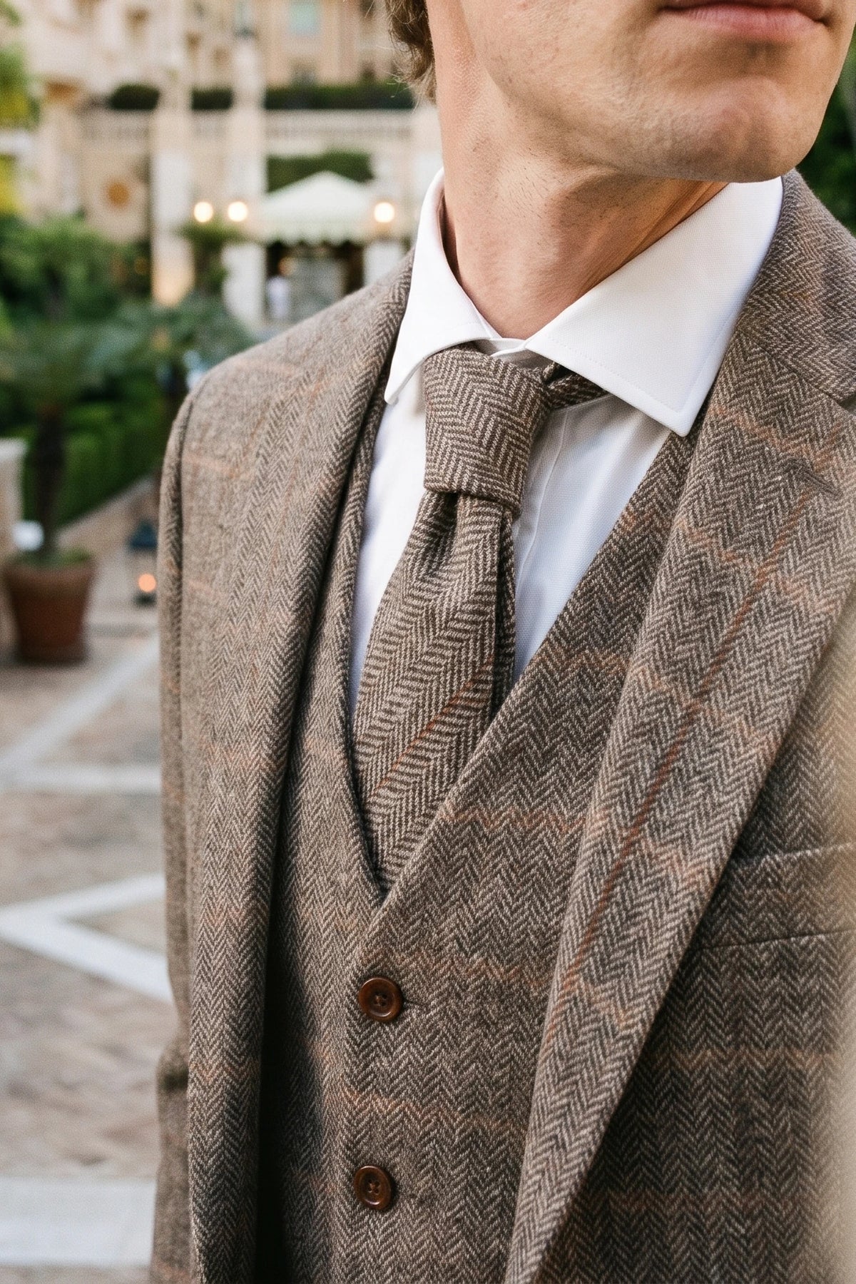 Rote Herrenkrawatte aus Wollmischung und Tweed
