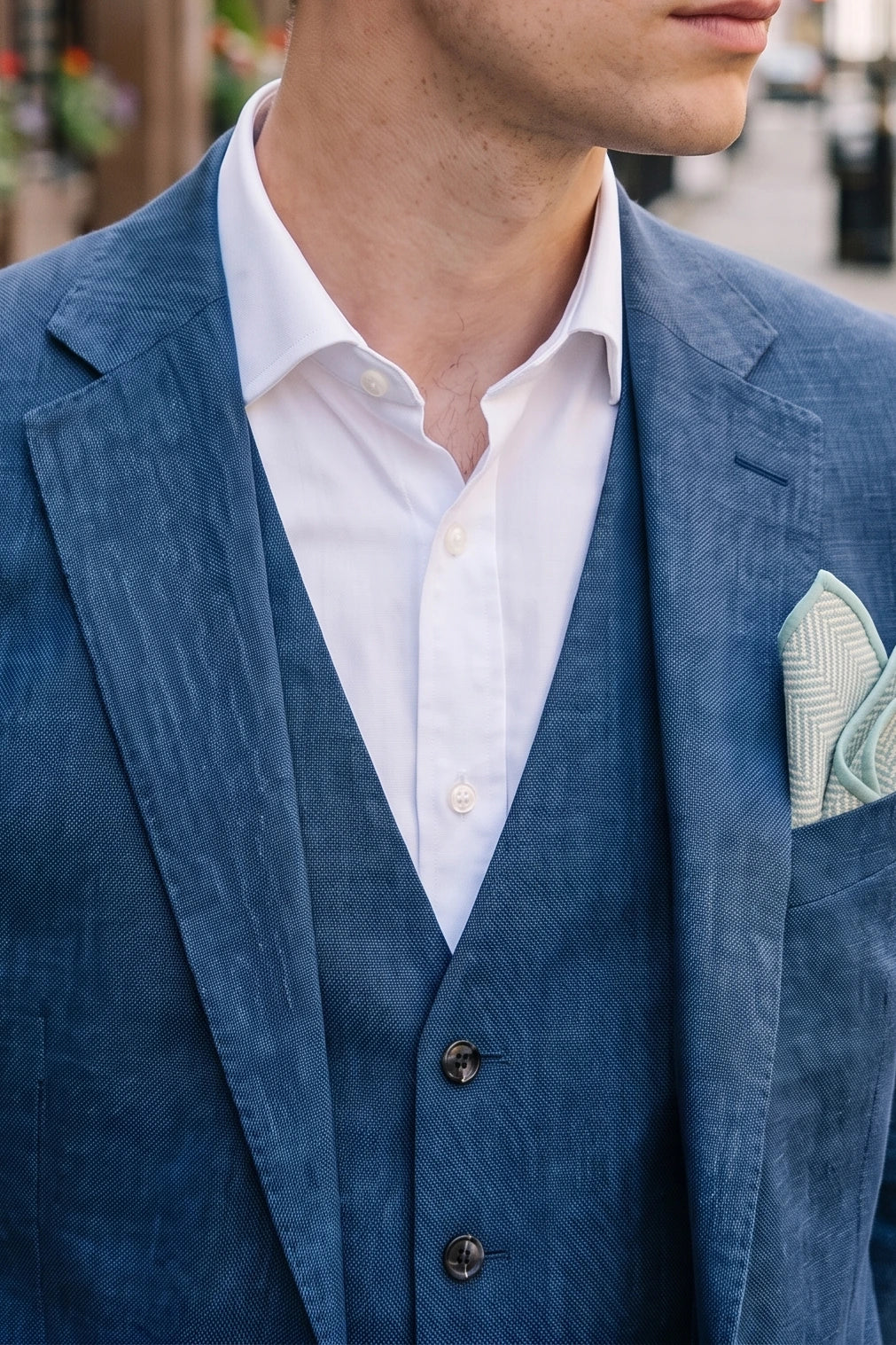Einstecktuch für Herren, salbeigrün, aus Tweed-Wollmischung