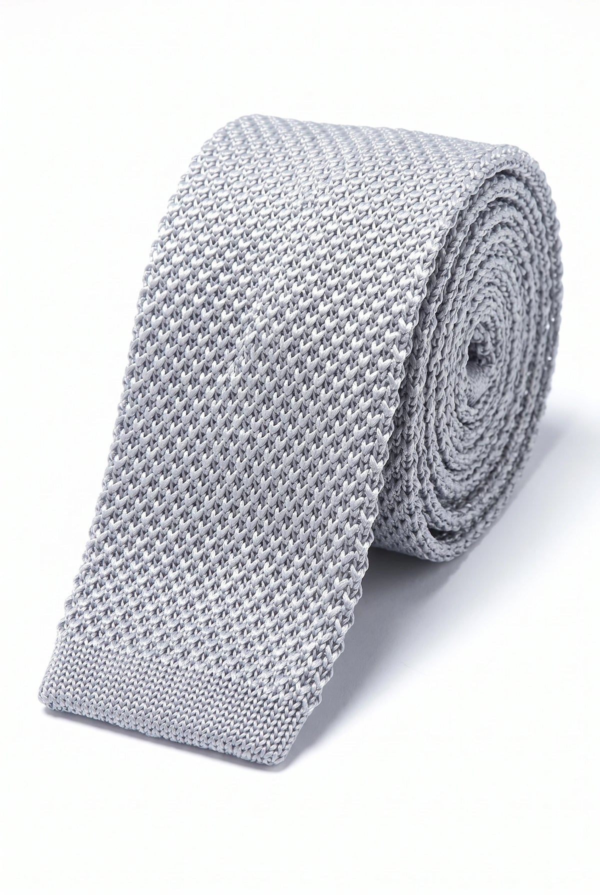 Silberne Strickkrawatte aus Polyester für Herren