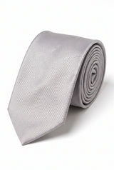 Herrenkrawatte, silber, schmal, 6 cm, einfarbig