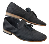 Mens Slip On Tassle Driving Shoes Smart Casual Retro Navy Blue Black Leather Lined