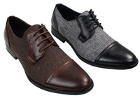 Mens Smart Casual Laced Tweed & Leather Laced Shoes Vintage Retro