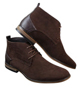 Mens Suede Desert Ankle Red Grey Brown Blue Boots Shoes Smart Casual Leather Laced
