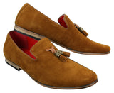 Mens Suede Leather PU Slip On Driving Shoes Loafers Tassel Red Grey Blue Brown Black