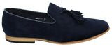 Mens Suede Loafers Driving Shoes Slip On Tassle Design Leather Line Black Comfort