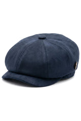 Klassischer Gatsby-Baker-Boy-Hut für Herren aus Wildleder im Vintage-Stil mit 8 Panels – Marineblau