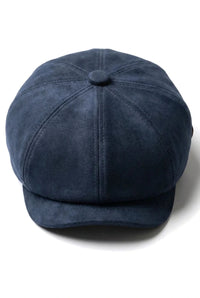 Klassischer Gatsby-Baker-Boy-Hut für Herren aus Wildleder im Vintage-Stil mit 8 Panels – Marineblau