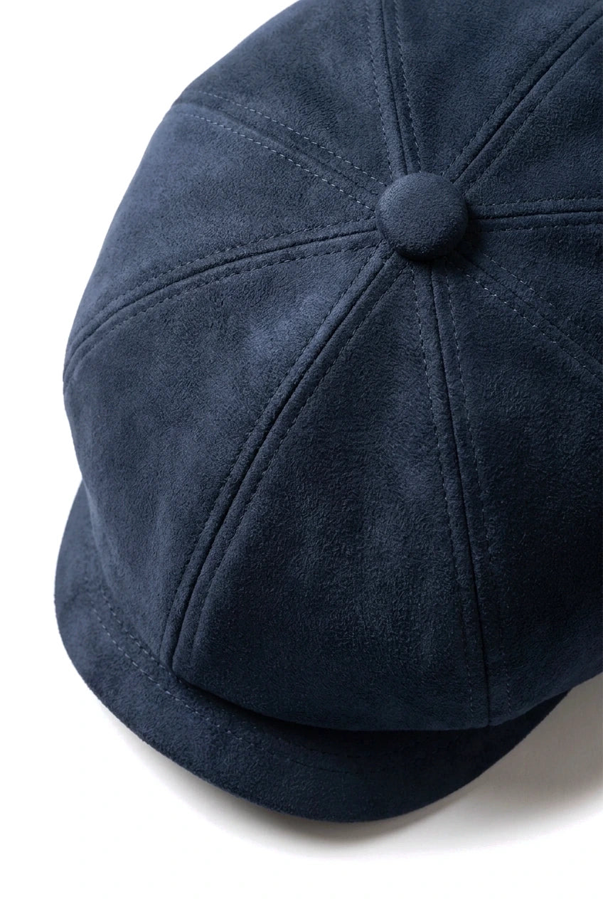 Klassischer Gatsby-Baker-Boy-Hut für Herren aus Wildleder im Vintage-Stil mit 8 Panels – Marineblau