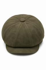Klassischer Gatsby-Baker-Boy-Hut für Herren aus Wildleder im Vintage-Stil mit 8 Panels – Olivgrün