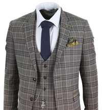 Mens Grey Сheckered 3 Piece Suit