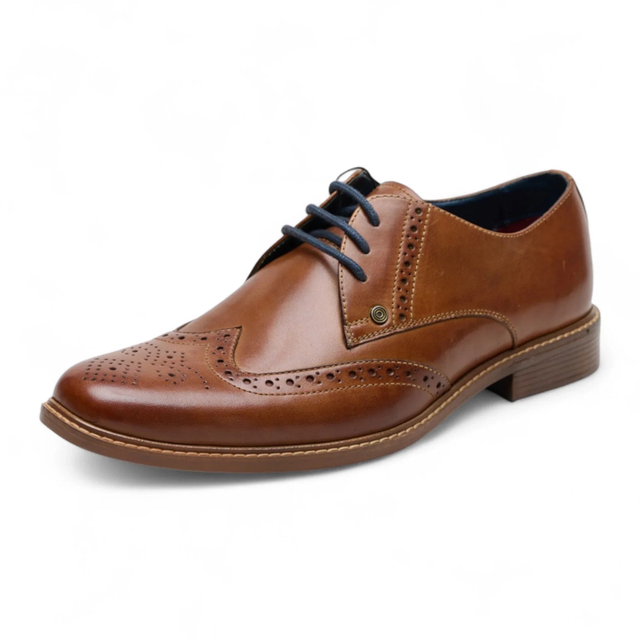 Herren-Oxford-Brogue-Schuhe aus hellbraunem Leder