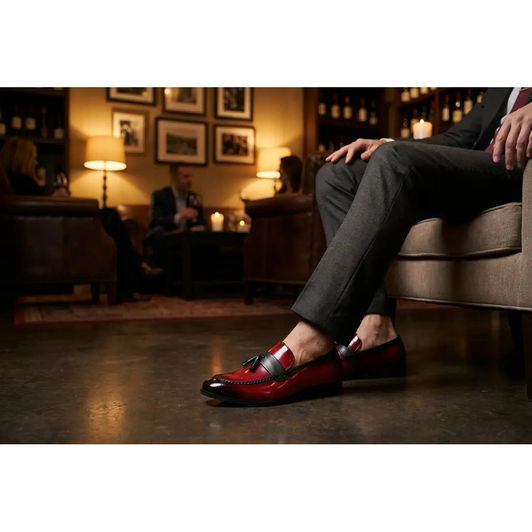 Herren-Slipper mit Quasten und Hochglanzfinish