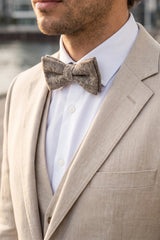 Herrenfliege aus taupefarbenem Tweed