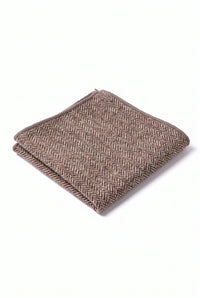 Einstecktuch für Herren aus taupefarbenem Tweed-Wollmischgewebe