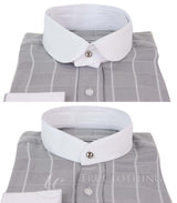 Mens Vintage Check Pattern Shirt with Removable Collar