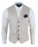 Mens Vintage Cream Waistcoat with Pocket Watch