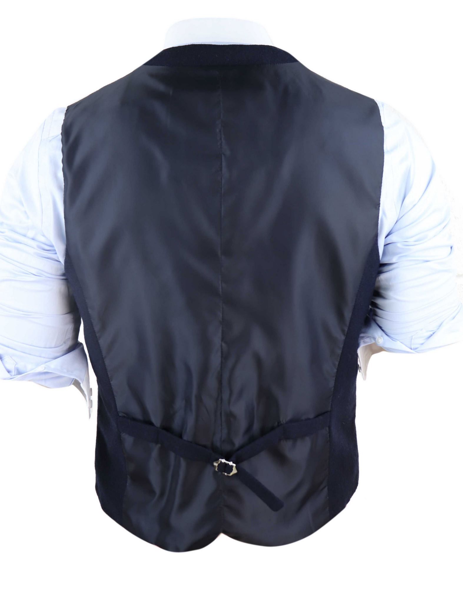 Mens Vintage Navy-Blue Waistcoat with Pocket Watch