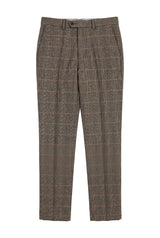 Dx-7 - Herren Tweedhose mit Karomuster, Fischgrätenmuster, Hellbraun, Regular