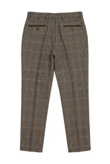Dx-7 - Herren Tweedhose mit Karomuster, Fischgrätenmuster, Hellbraun, Regular