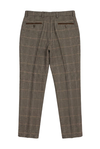 Dx-7 - Herren Tweedhose mit Karomuster, Fischgrätenmuster, Hellbraun, Regular