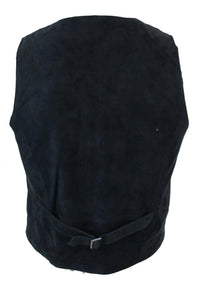 Mens Waistcoat Gilet Real Genuine Suede Leather Retro Vintage Western Vest Black