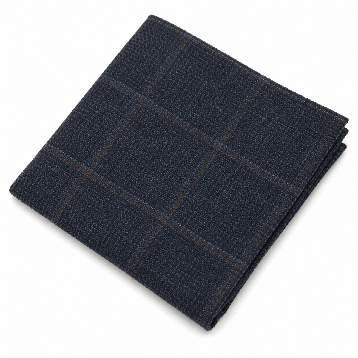 Herrenkrawatte aus Wollmischgewebe mit Fischgrätmuster und Tweed-Karo – Marineblau