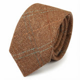 Herrenkrawatte aus Wollmischgewebe mit Fischgrätmuster und Tweed-Design – Eiche