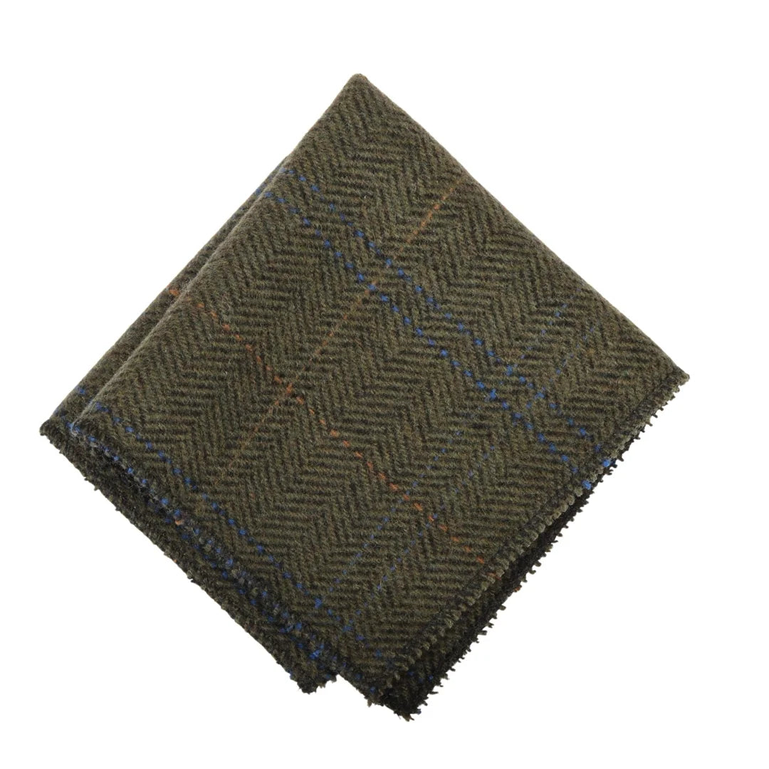 Herrenkrawatte aus Wollmischgewebe mit Fischgrätmuster und Tweed-Optik – Olivgrün