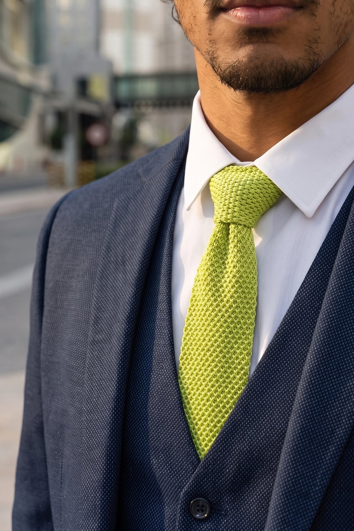 Gelbe Strickkrawatte für Herren