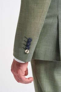 Herrenanzug 3-teilig Salbeigrün Sommer Leinen Tailored Fit Hochzeit Abschlussball Klassisch