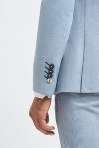 Herren 3-teiliger Anzug Hellblau Sommer Leinen Tailored Fit Hochzeit Abschlussball Klassisch