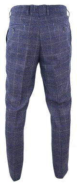 Mens Blue Check Vintage Trousers - Cavani Miles