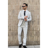 Miller - Men's Grey Checked Plaid Tailored Fit 3 Piece Suit