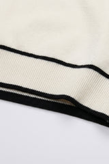 Herren-T-Shirt in Off-White, Strick, normale Passform, Rundhalsausschnitt mit Kontrastbesatz