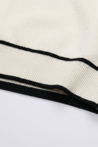 Herren-T-Shirt in Off-White, Strick, normale Passform, Rundhalsausschnitt mit Kontrastbesatz